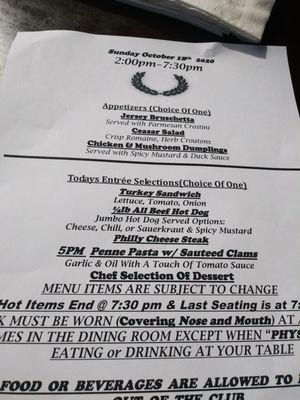 Menu. Note the "Ceasar" salad. Come on Caesar's property!!!!!!