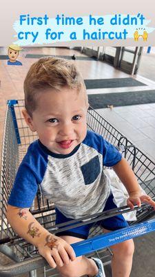 JJ all smiles after a haircut from sweet Ms. Myrah!