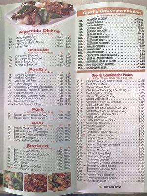 The menu!!