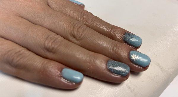 Snowflake glitter nails