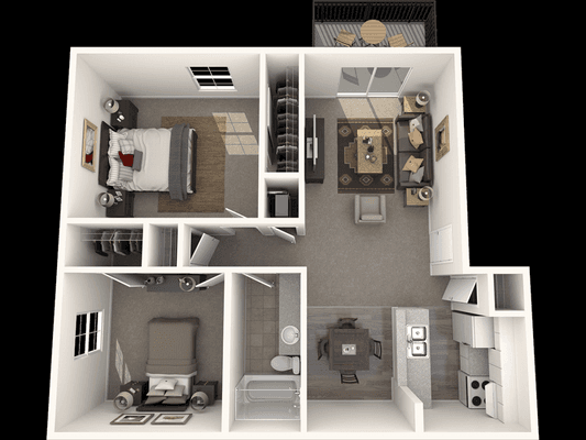 Two Bedroom One Bath - 856  sq. ft.