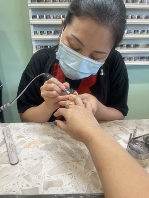 Gel Powder manicure with design