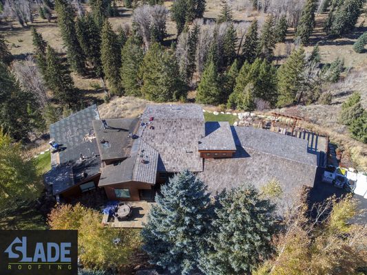 Before pictures of the CeDUR roof on N West Ridge Rd in Jackson Wy.