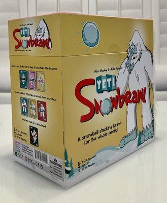 Back and side of the box of Yeti Snowbrawl. Super fun game!