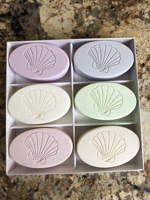 Beautiful smelling personalized soaps.