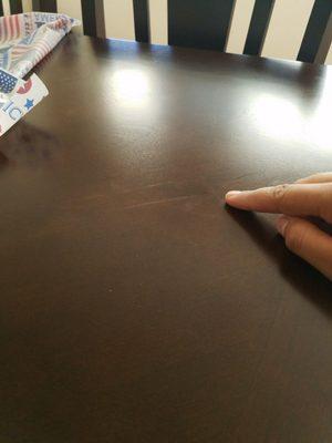 3 scratches right above my finger.. table has been covered the moment the table was delivered.