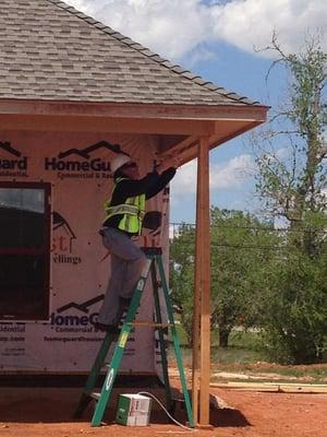 Here is one of our Technicians, Randy, prewiring a new construction home in Moore, Ok for a burglar alarm and video surveilla...