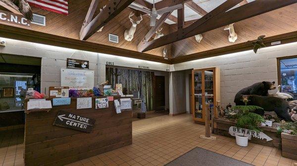 Lobby and entrances to restrooms