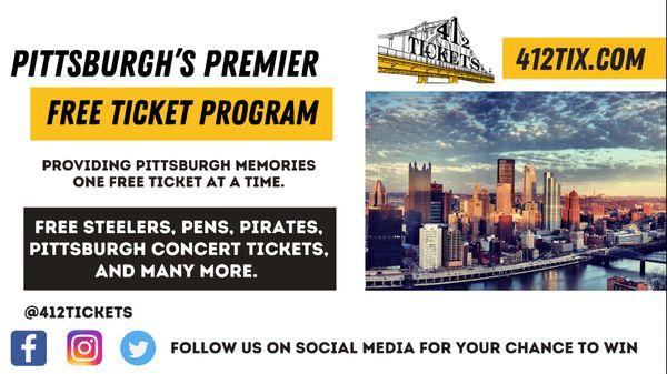 We have one of the Nation's BIGGEST Free Ticket Programs. Hundreds of FREE TICKETS are Given Away to Steelers, Pens & Pirates & Pitt