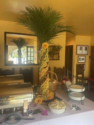 Palm tree fruit arrangement for $180 including delivery! Better than an edible arrangement