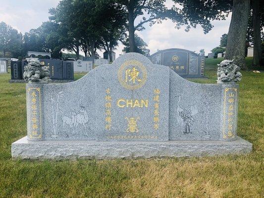 Large Family Monument in Light Grey Granite