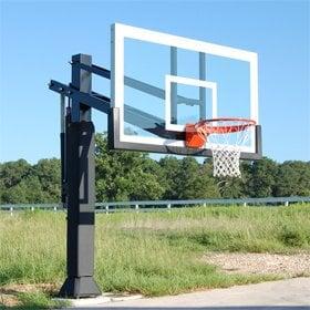 In-Ground adjustable Pro Dunk basketball goal lowered down