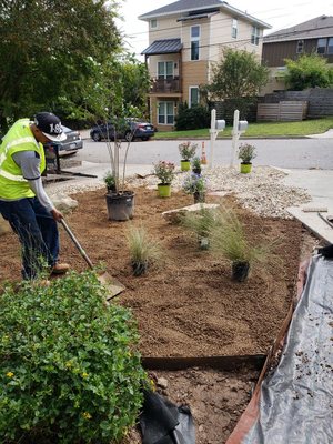 Landscaping installation.