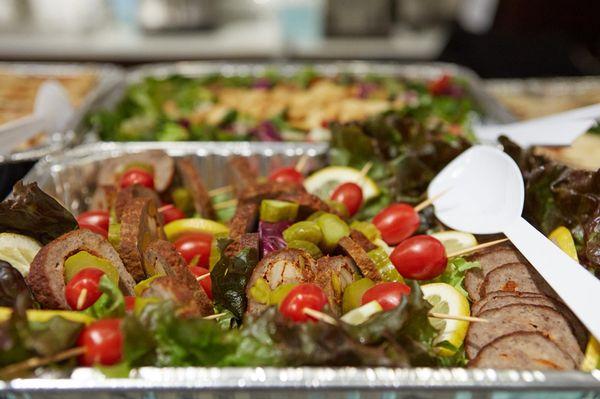 Meatloaf slices! Aleppo style! Great with roasted red pepper muhammara dip and pickles.