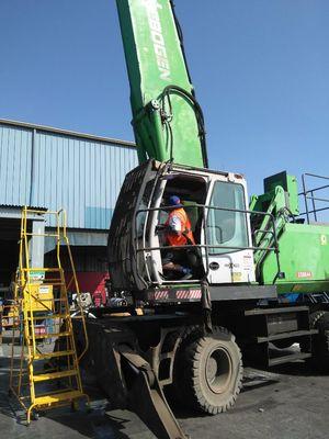 Sims metal replacement glass on a crane