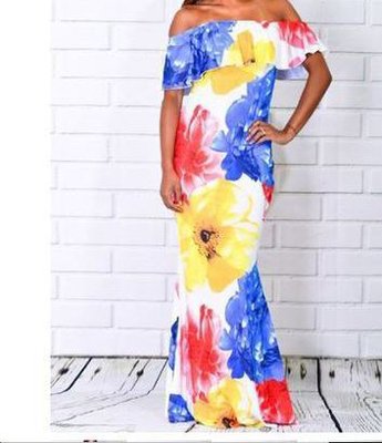 Off Shoulder Floral Maxi Dress