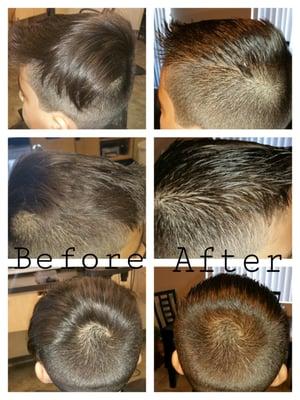 Here are before and after pictures. Once again thank you Claudianne, you did an amazing job fixing my son's horrible haircut!