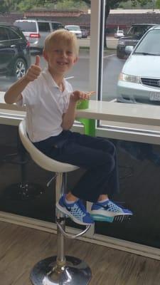 Grandson enjoying peachwave