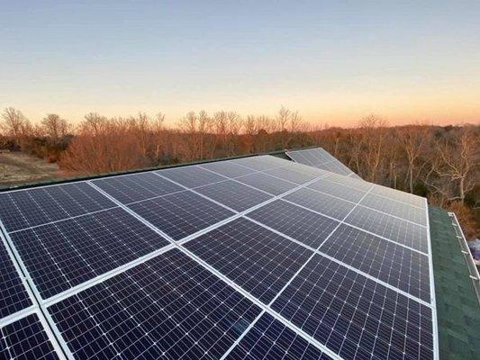 View of solar panels on roof