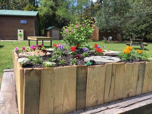 Flower box in large open communal space