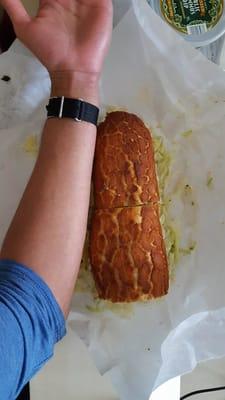 the large sandwich is almost as long as my arm!