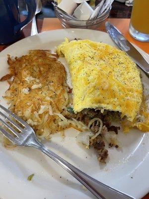 Old School omelette, hash browns.  (As you can see, I couldn't wait to dig in!!)