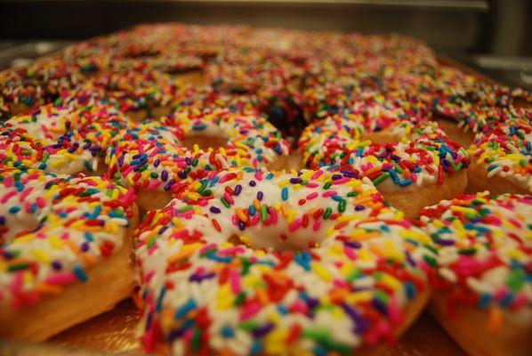 White sprinkle donuts