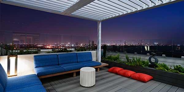 High-rise patio with pergola