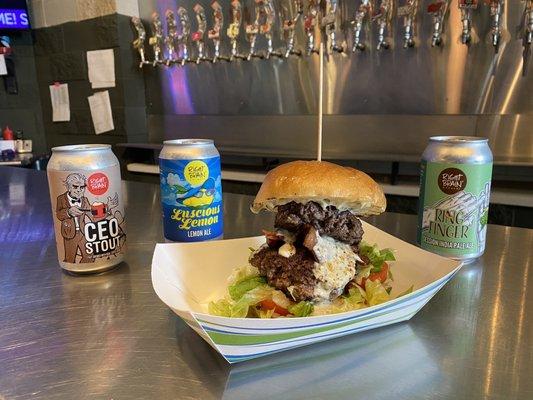 Bacon blue cheese burger, with peppercorn Aioli