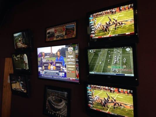 More than 35 TVs for complete coverage of all the games .