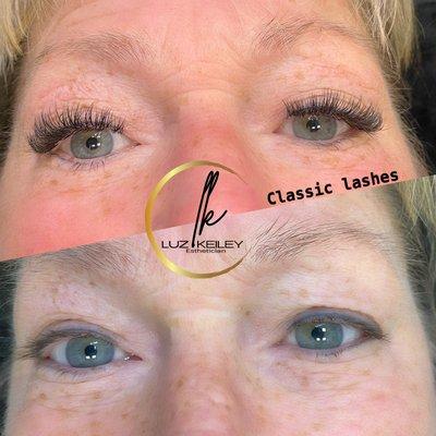 Before and after classic lashes