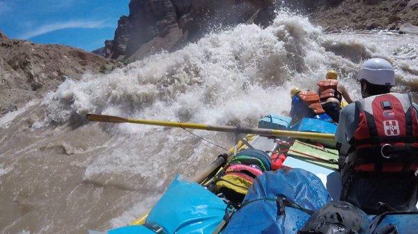 Going through Froggies on big drop 3 in Cataract Canyon with Aaron. These guides are the absolute best at what they do. So fun!