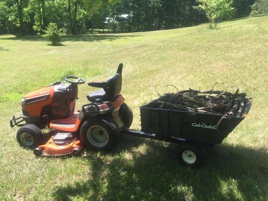 Husqvarna GT54LS with a Cub Cadet hauler trailer