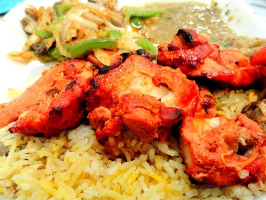 Chicken Tikka Kebab with biryani rice