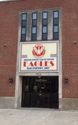 American Athletic Club "Eagles" sign at this location (5844 N Milwaukee)