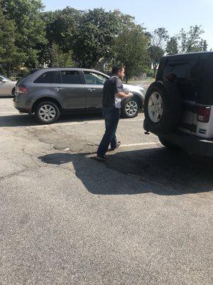 Patrick taking pics of the Jeep