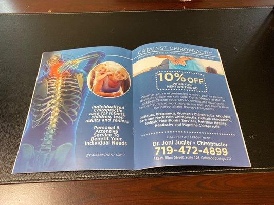 Nice two page spread for our chiropractor in Colorado Springs