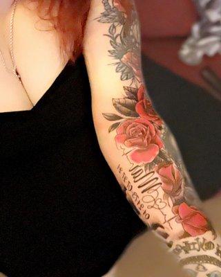 Roses sleeve in progress