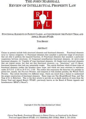 This is the second of my three law review articles about functional elements in patent claims.