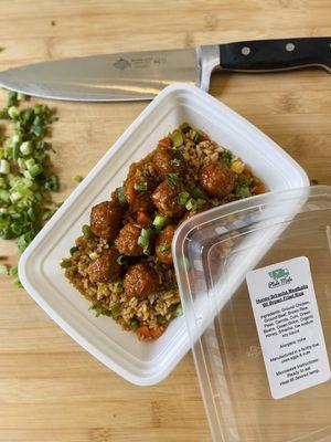 Honey Sriracha meatballs with Brown fried rice !