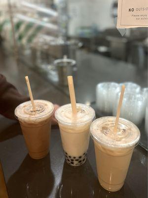 Puerh Milk Tea, Jasmine Milk Tea, Hojicha Milk Tea