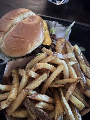 Double cheeseburger with fries