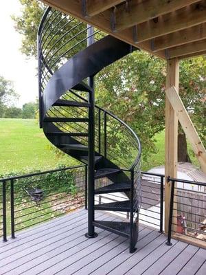 Spiral Staircase and Railings, Fabricated & Powder Coated Black Semigloss