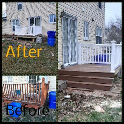 Before and after pictures of a small deck