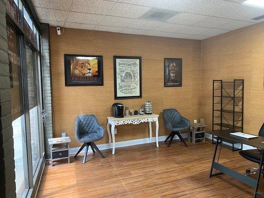 Coffee station inside A-1 Affordable Bail Bonds Roanoke office