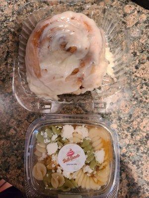 Cinnamon Roll and Pasta Salad