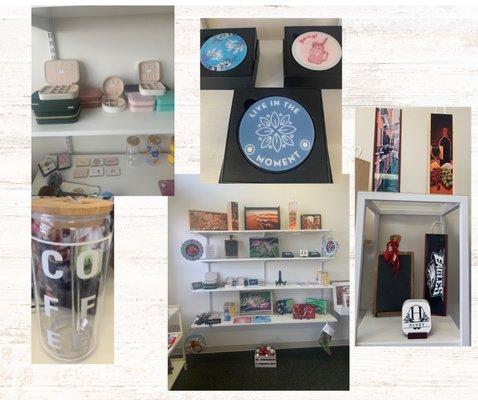 Store front, Beer mugs, Jewelry Boxes, Wine Boxes & Coasters.