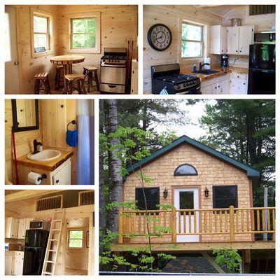 Inside the treehouse cabin.