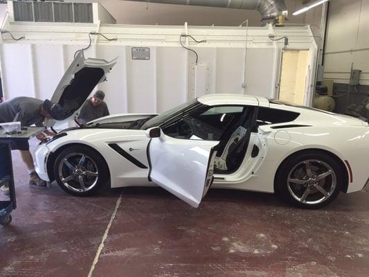 At DentPro Colors, we can work on all types of vehicles. This was a fun job, repairing a good on a Chevrolet Corvette Stingray.