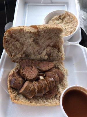 Sausage Sandwich, side, and drink $6.99